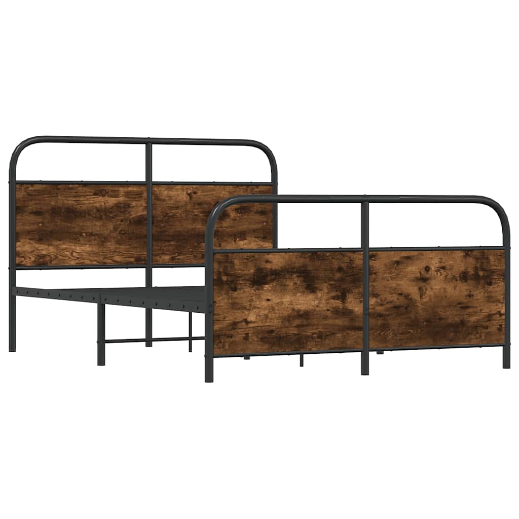 Cadre de lit en métal sans matelas chêne fumé 140x200 cm - XIOS