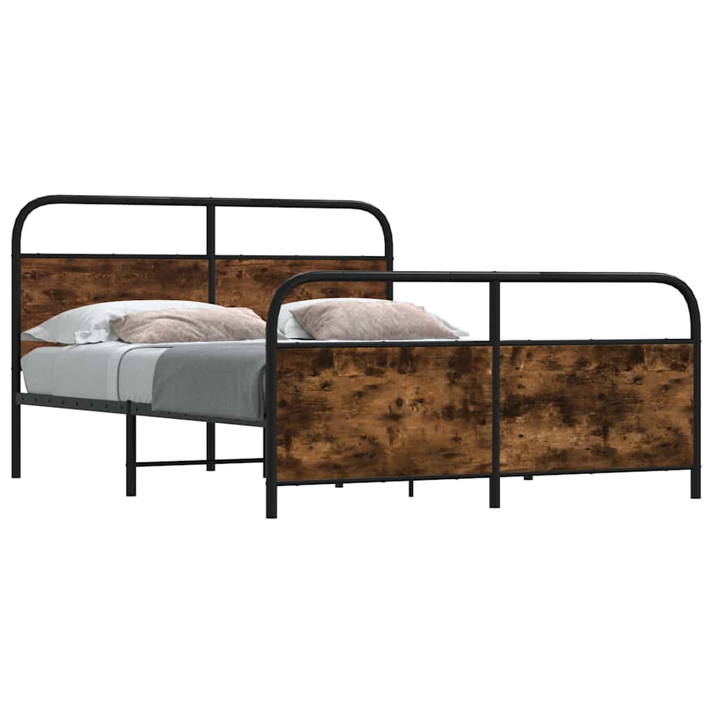 Cadre de lit en métal sans matelas chêne fumé 183x213 cm - XIOS