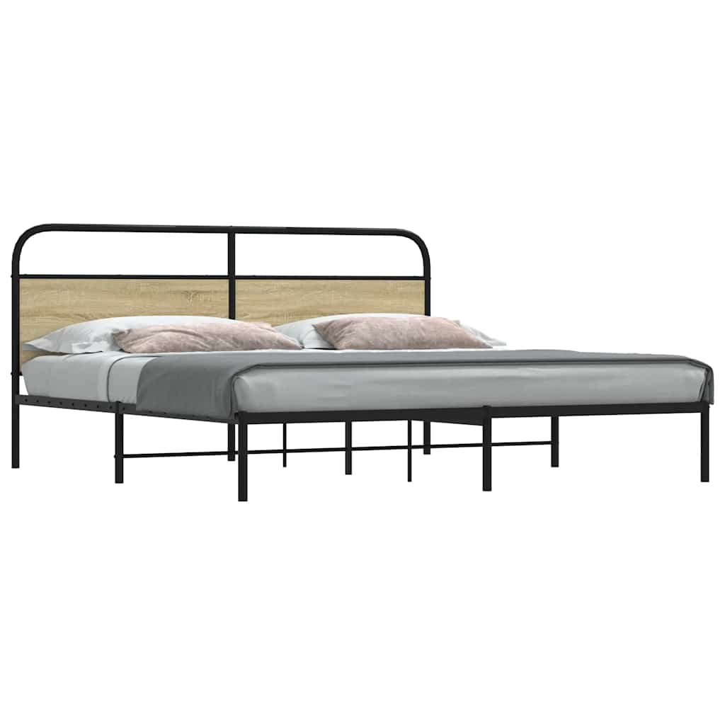 Cadre de lit en métal sans matelas chêne sonoma 180x200 cm - XIOS