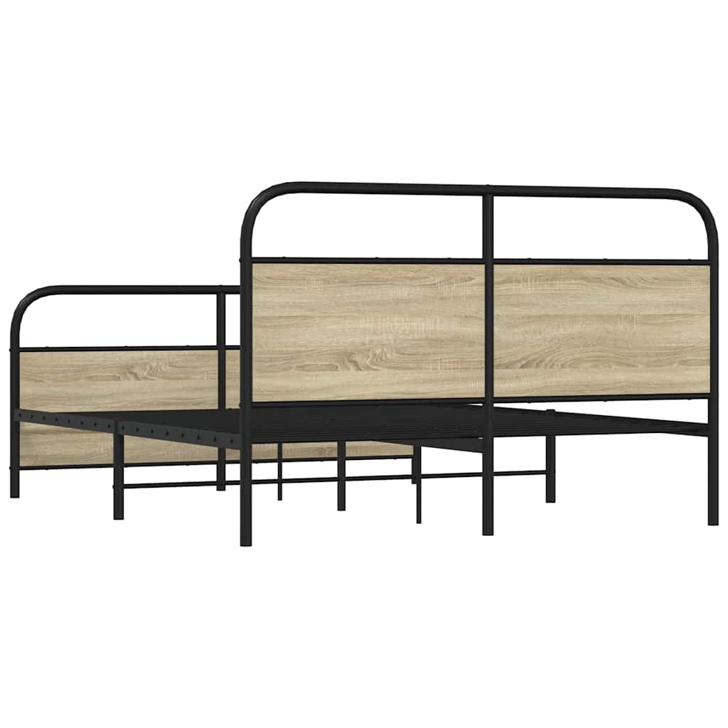Cadre de lit en métal sans matelas chêne sonoma 150x200 cm - XIOS