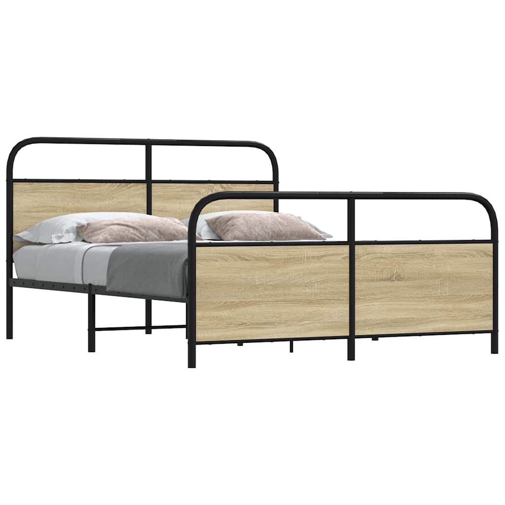 Cadre de lit en métal sans matelas chêne sonoma 150x200 cm - XIOS