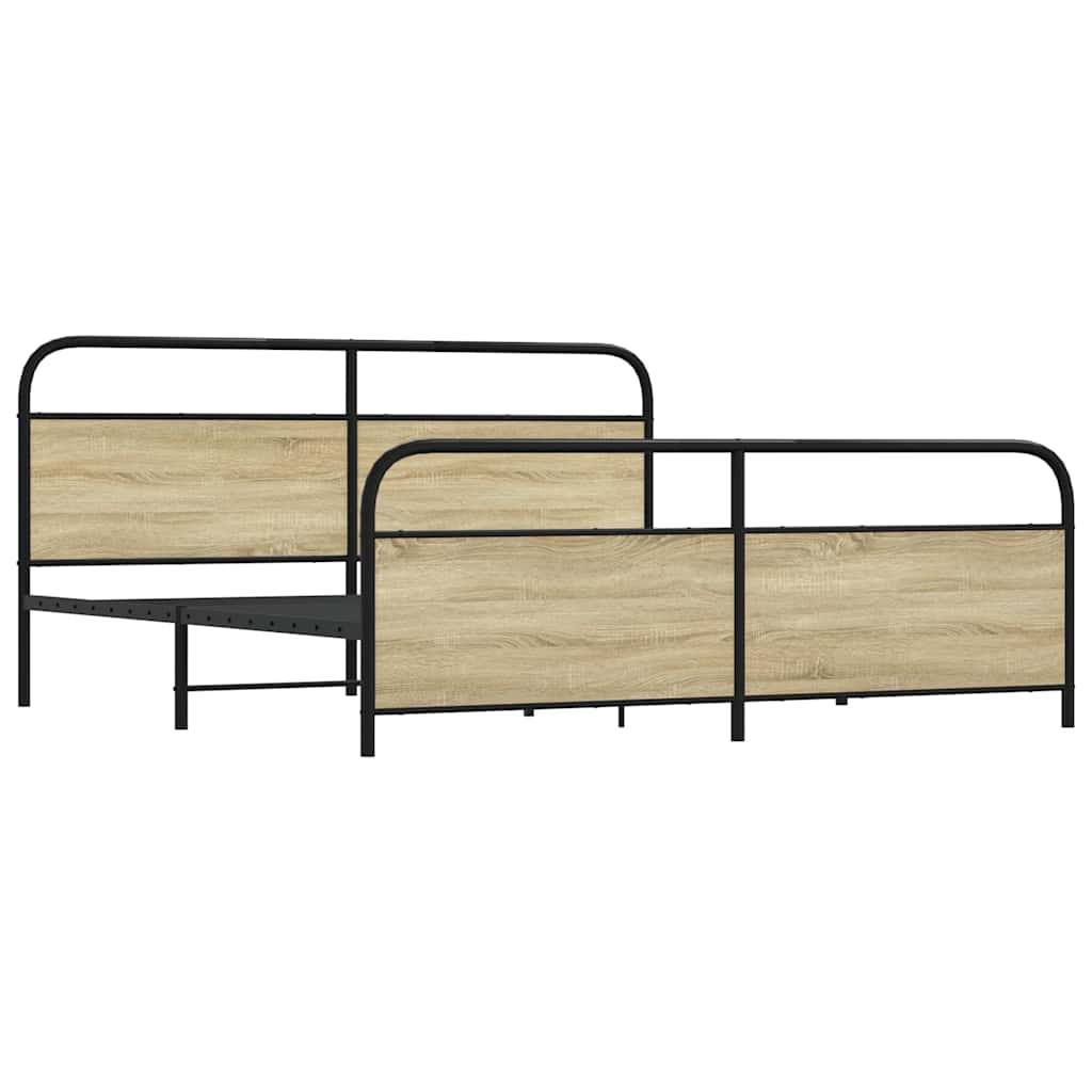 Cadre de lit en métal sans matelas chêne sonoma 193x203 cm - XIOS