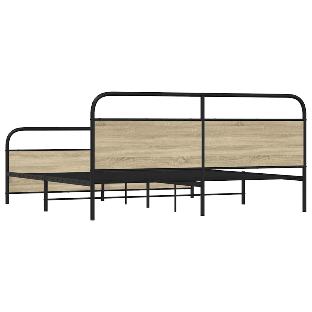 Cadre de lit en métal sans matelas chêne sonoma 193x203 cm - XIOS