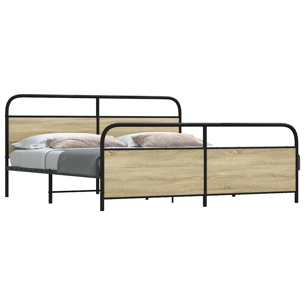 Cadre de lit en métal sans matelas chêne sonoma 193x203 cm - XIOS