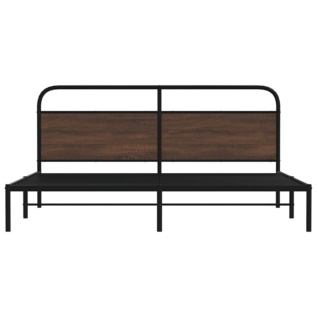 Cadre de lit en métal sans matelas chêne marron 193x203 cm - XIOS