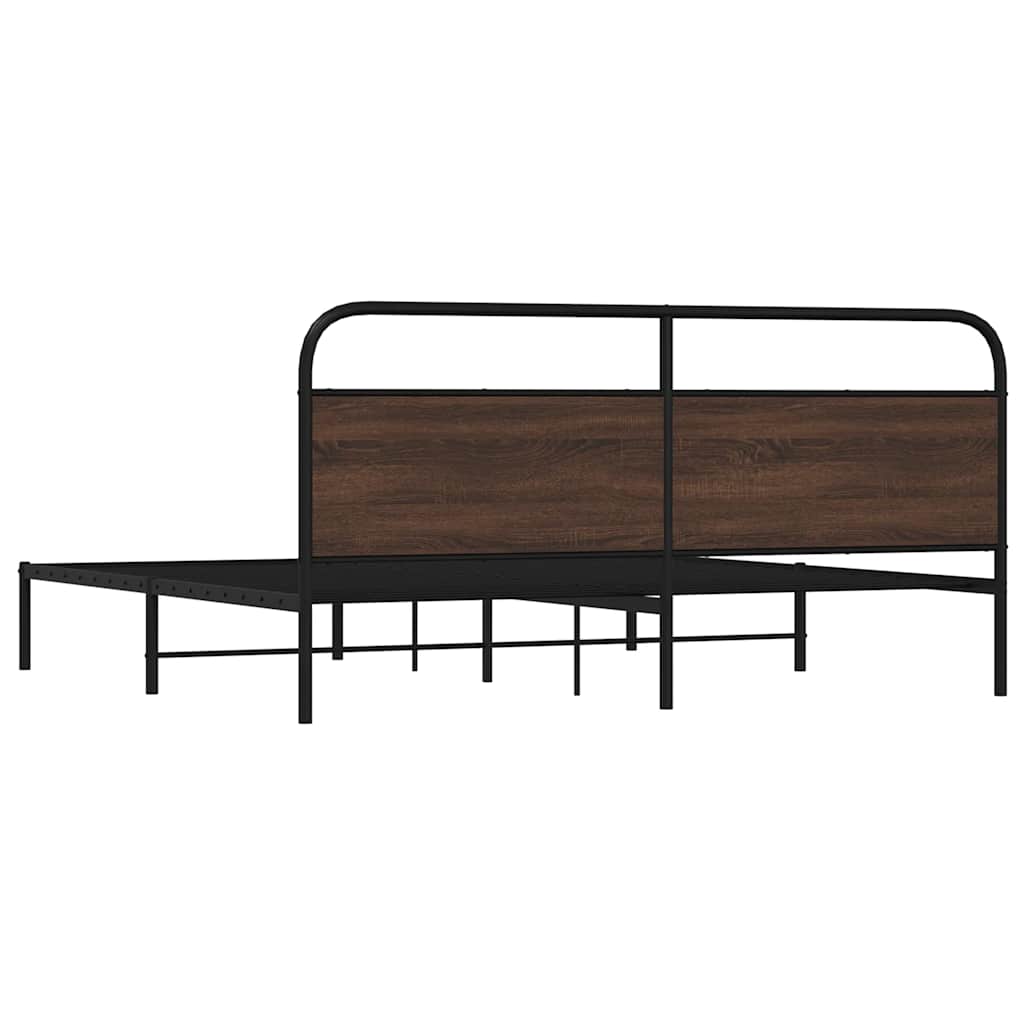 Cadre de lit en métal sans matelas chêne marron 200x200 cm - XIOS