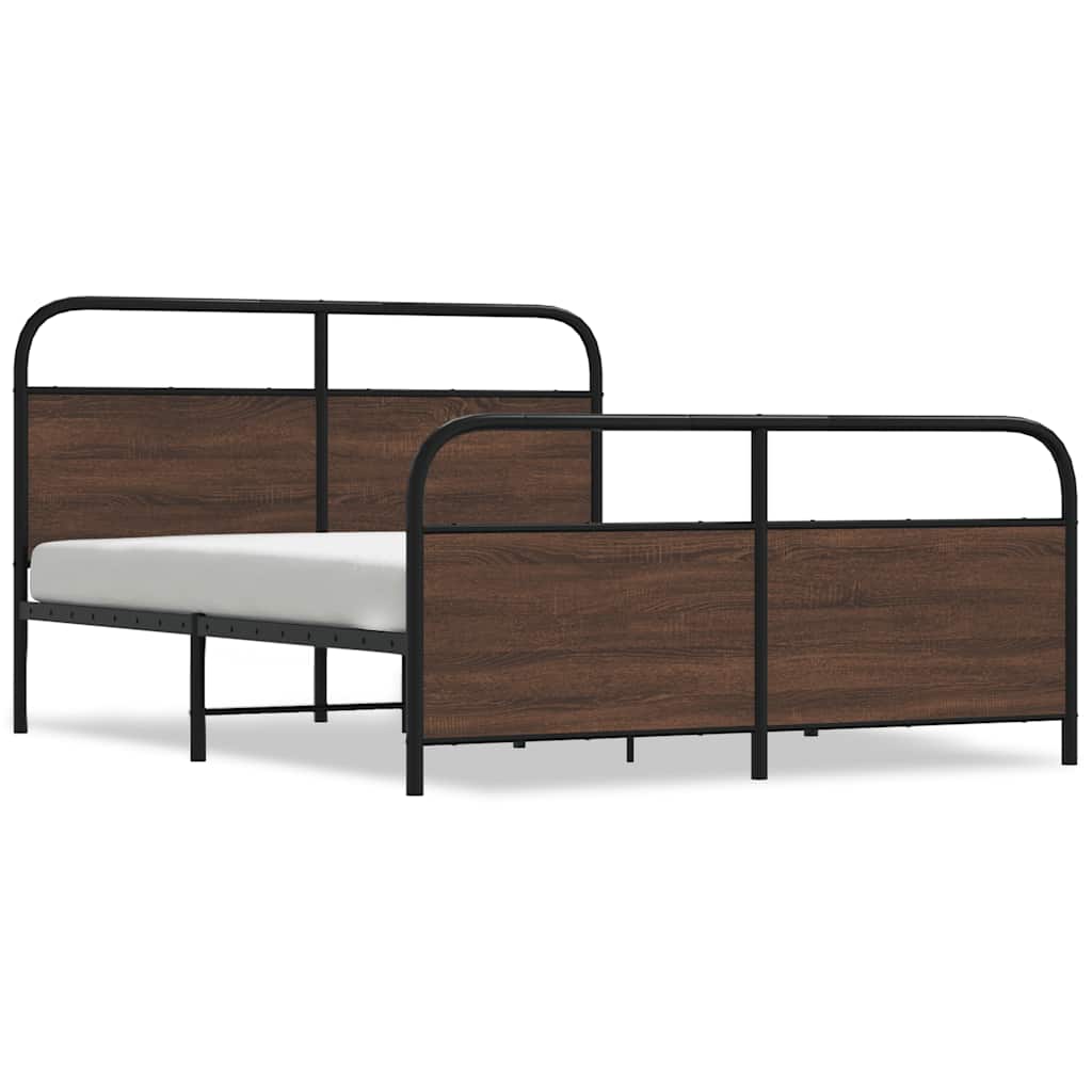 Cadre de lit en métal sans matelas chêne marron 160x200 cm - XIOS