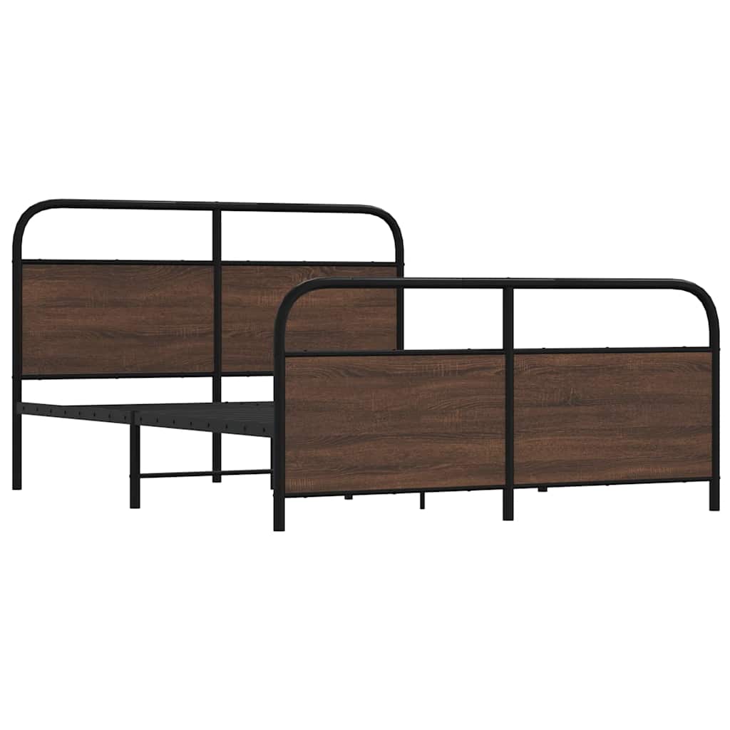 Cadre de lit en métal sans matelas chêne marron 160x200 cm - XIOS