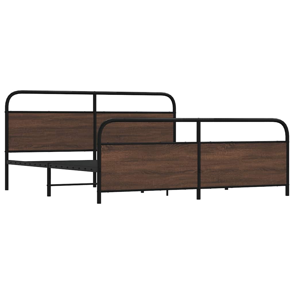 Cadre de lit en métal sans matelas chêne marron 193x203 cm - XIOS