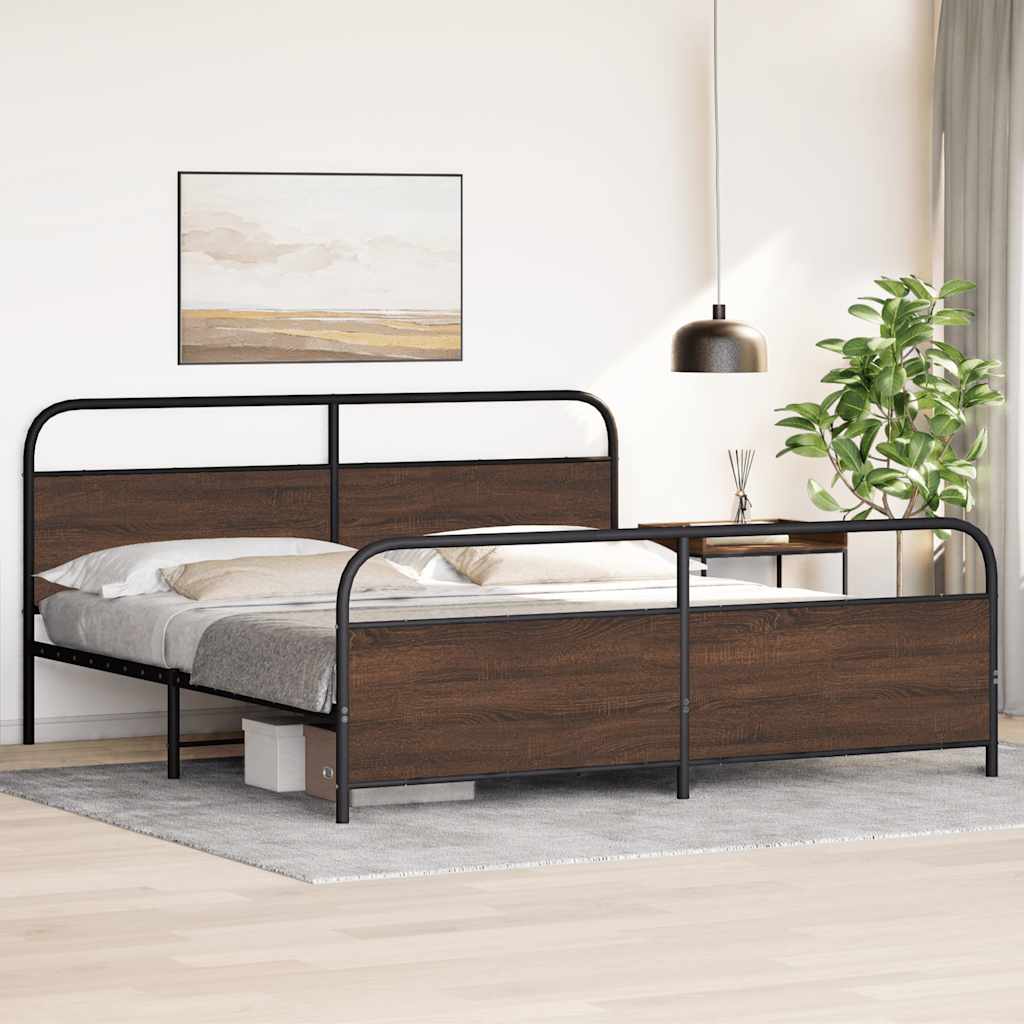 Cadre de lit en métal sans matelas chêne marron 193x203 cm - XIOS