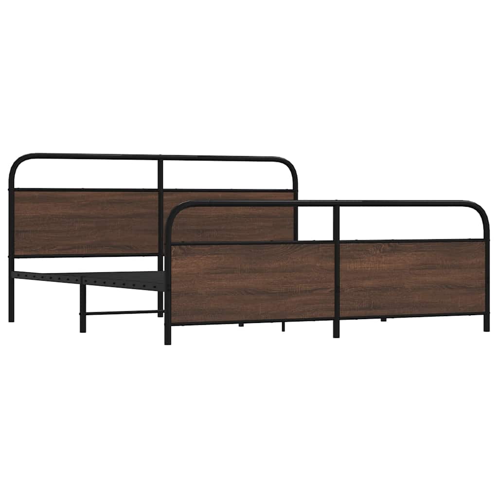 Cadre de lit en métal sans matelas chêne marron 200x200 cm - XIOS