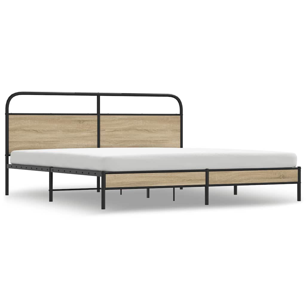 Cadre de lit en métal sans matelas chêne fumé 180x200 cm - XIOS