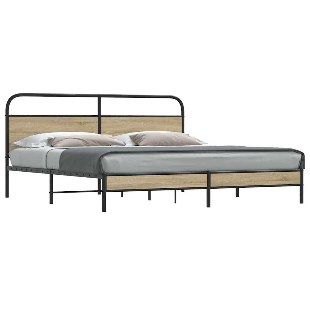 Cadre de lit en métal sans matelas chêne fumé 180x200 cm - XIOS
