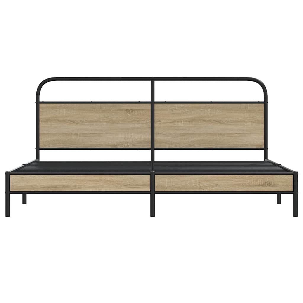 Cadre de lit en métal sans matelas chêne fumé 183x213 cm - XIOS
