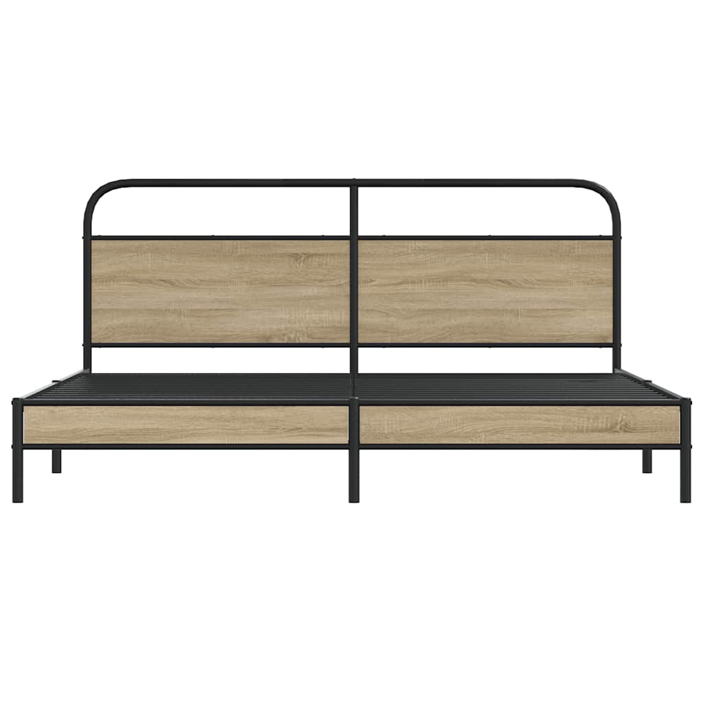 Cadre de lit en métal sans matelas chêne fumé 193x203 cm - XIOS