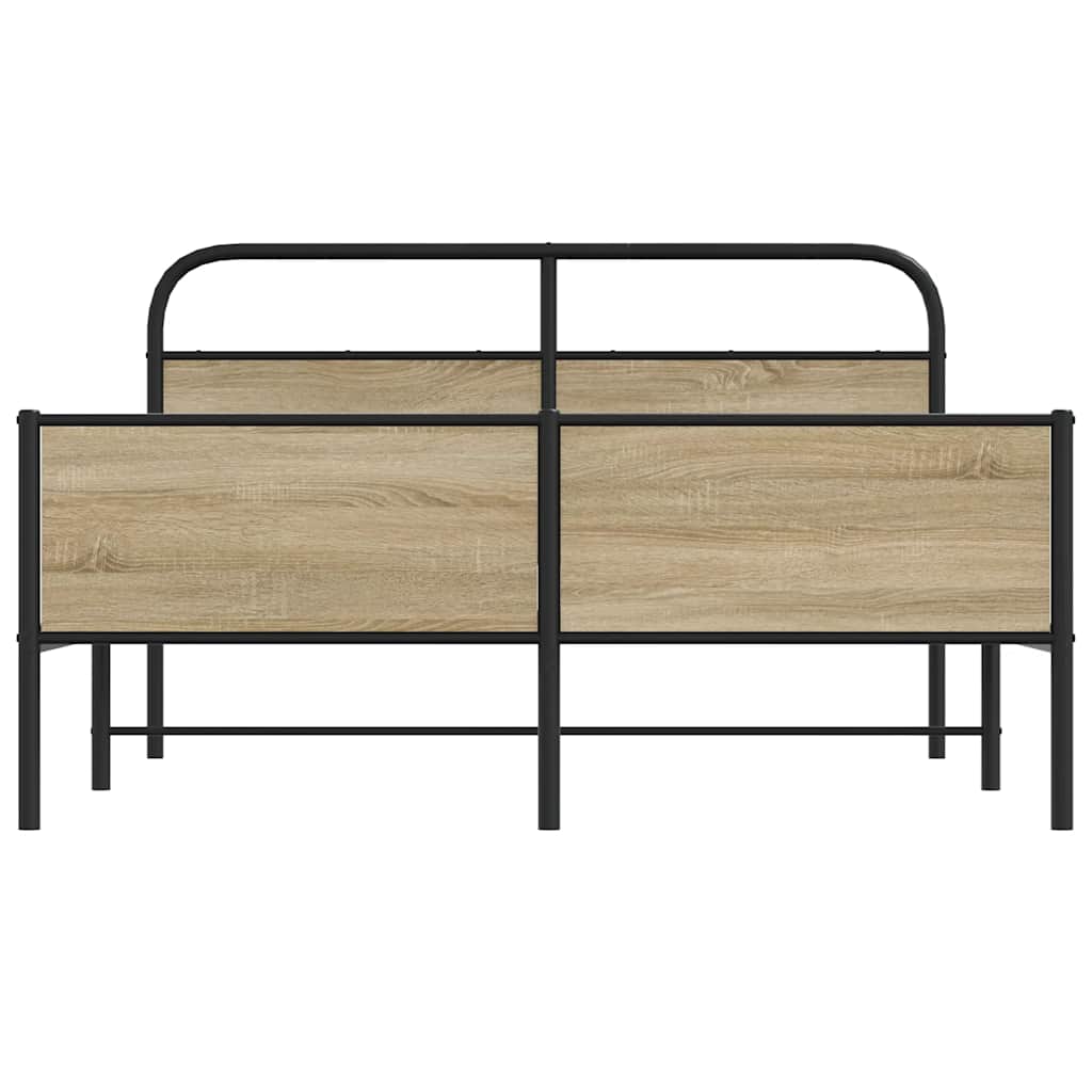 Cadre de lit en métal sans matelas chêne fumé 160x200 cm - XIOS