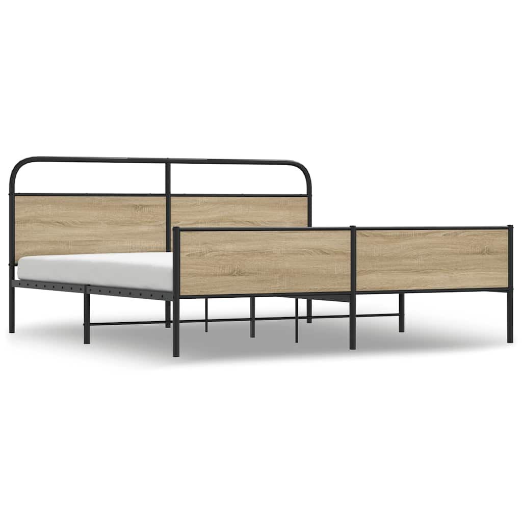 Cadre de lit en métal sans matelas chêne fumé 193x203 cm - XIOS