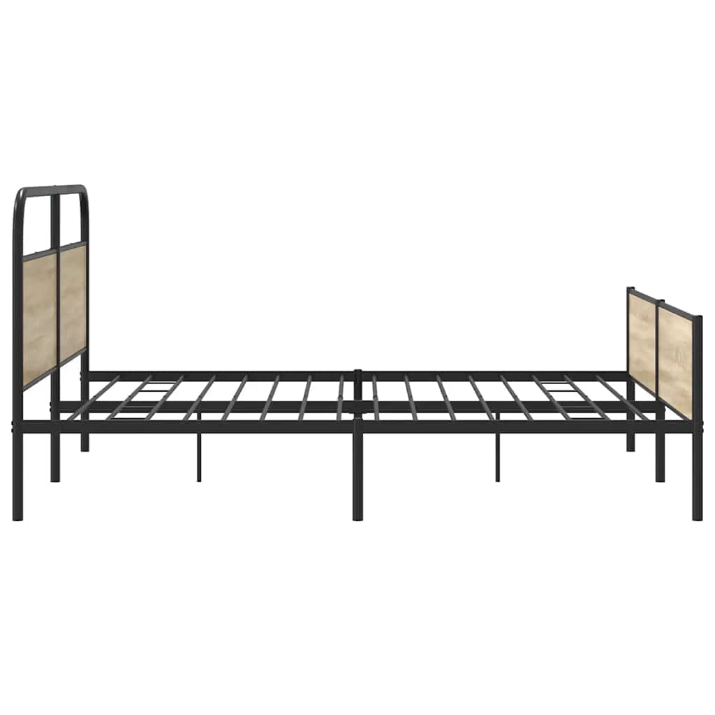 Cadre de lit en métal sans matelas chêne fumé 150x200 cm - XIOS