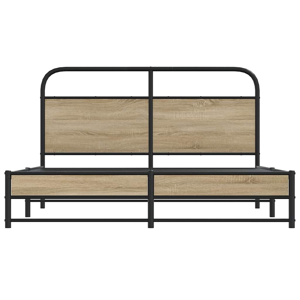 Cadre de lit en métal sans matelas chêne fumé 160x200 cm - XIOS