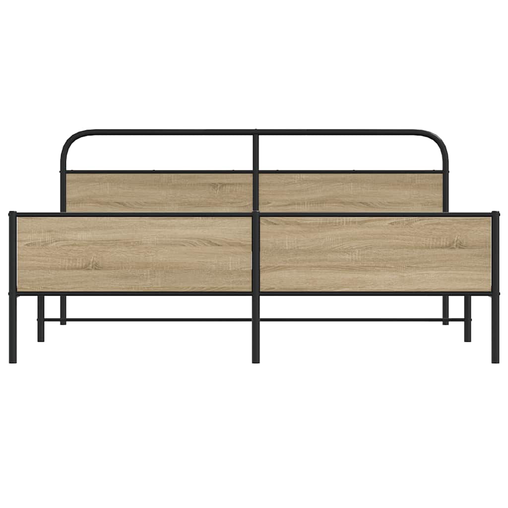 Cadre de lit en métal sans matelas chêne fumé 193x203 cm - XIOS