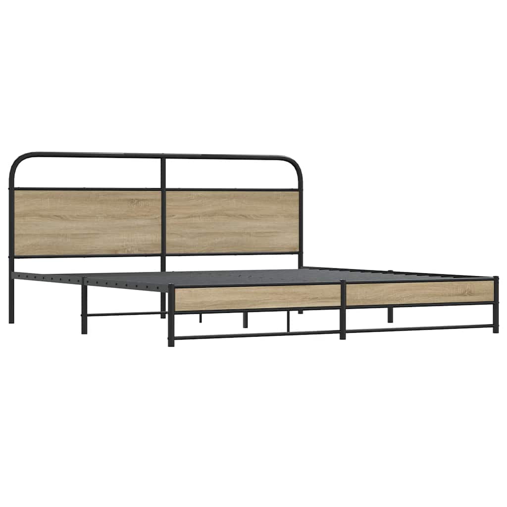 Cadre de lit en métal sans matelas chêne fumé 200x200 cm - XIOS
