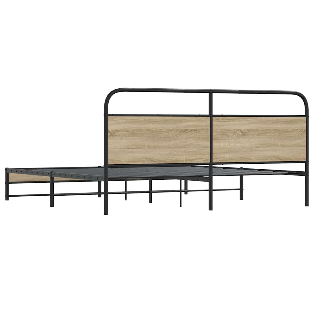 Cadre de lit en métal sans matelas chêne fumé 200x200 cm - XIOS