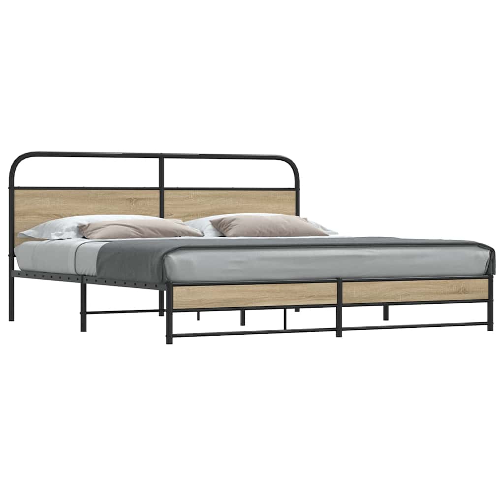Cadre de lit en métal sans matelas chêne fumé 200x200 cm - XIOS