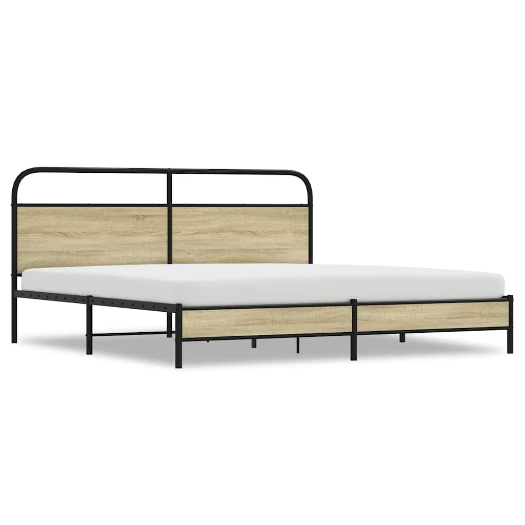 Cadre de lit en métal sans matelas chêne sonoma 180x200 cm - XIOS