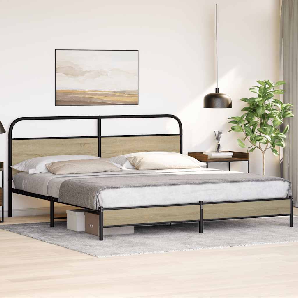 Cadre de lit en métal sans matelas chêne sonoma 180x200 cm - XIOS