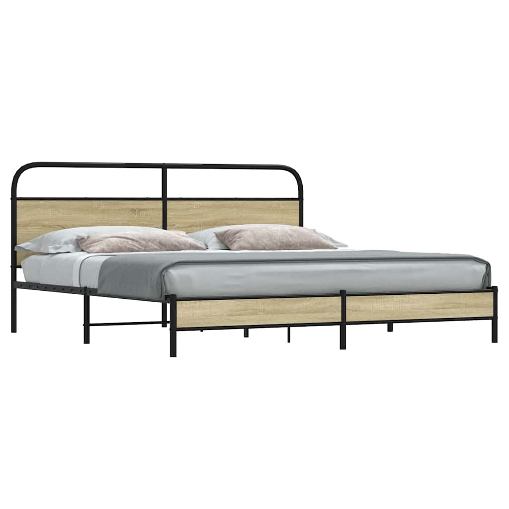 Cadre de lit en métal sans matelas chêne sonoma 200x200 cm - XIOS