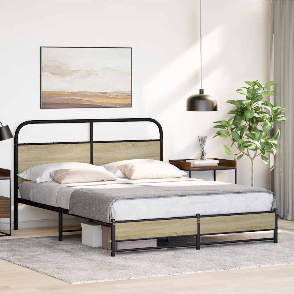 Cadre de lit en métal sans matelas chêne sonoma 160x200 cm - XIOS
