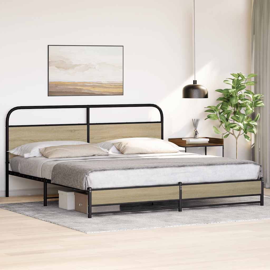 Cadre de lit en métal sans matelas chêne sonoma 200x200 cm - XIOS