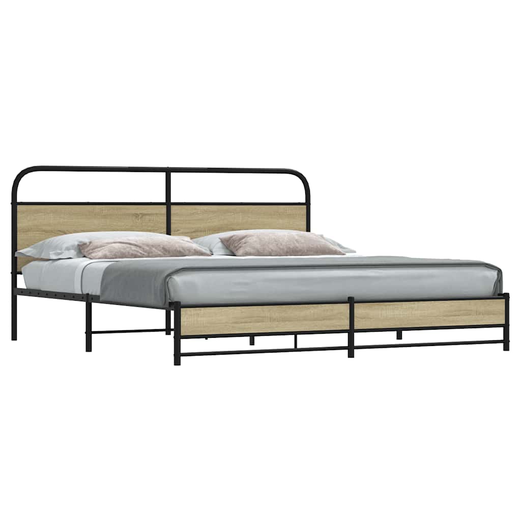 Cadre de lit en métal sans matelas chêne sonoma 200x200 cm - XIOS