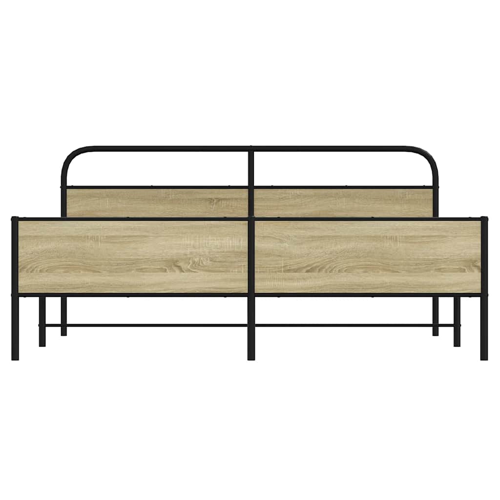 Cadre de lit en métal sans matelas chêne sonoma 193x203 cm - XIOS
