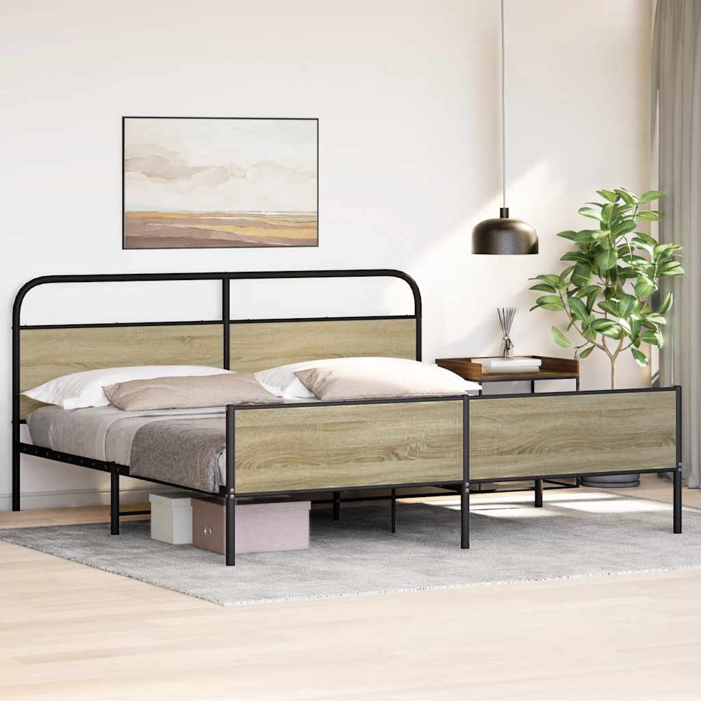 Cadre de lit en métal sans matelas chêne sonoma 200x200 cm - XIOS