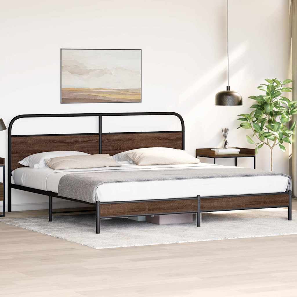 Cadre de lit en métal sans matelas chêne marron 183x213 cm - XIOS
