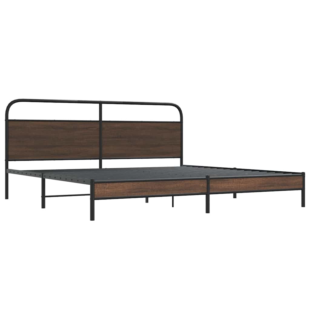 Cadre de lit en métal sans matelas chêne marron 193x203 cm - XIOS