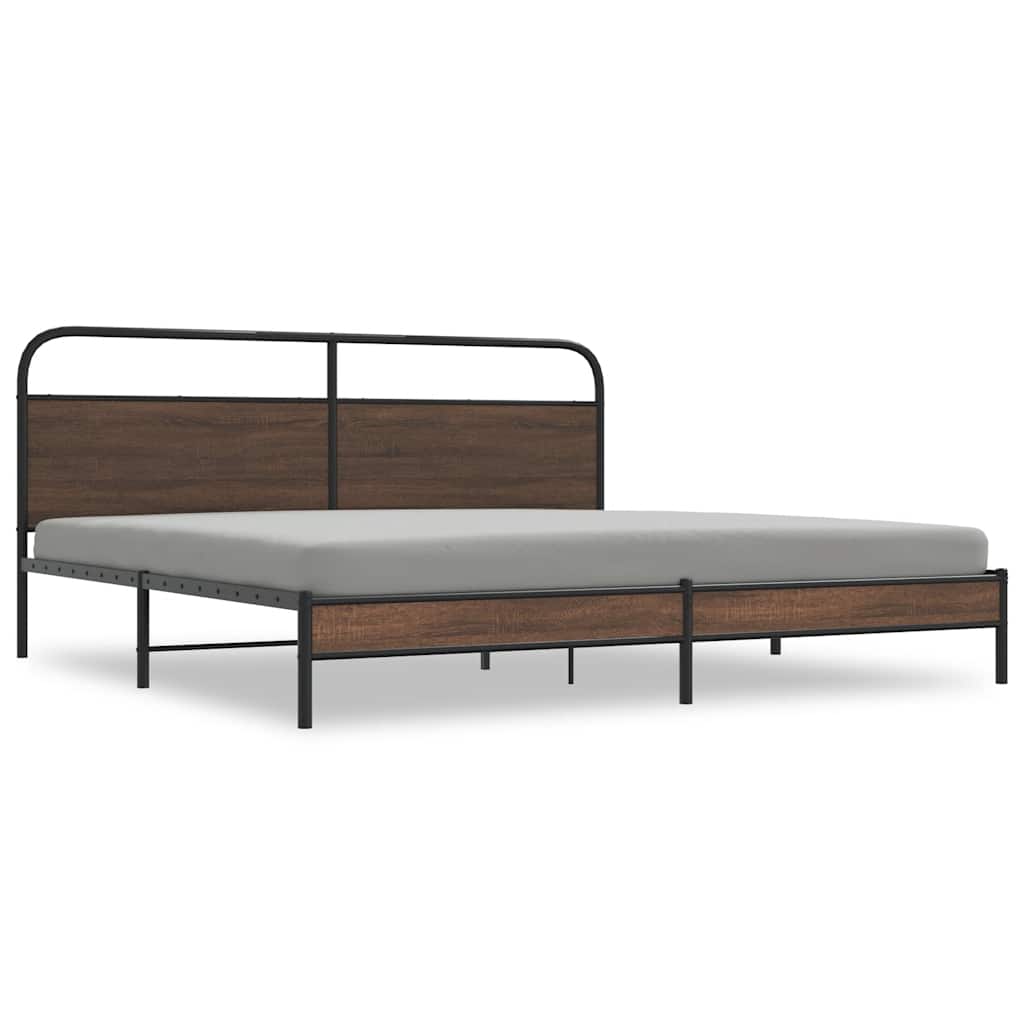 Cadre de lit en métal sans matelas chêne marron 200x200 cm - XIOS