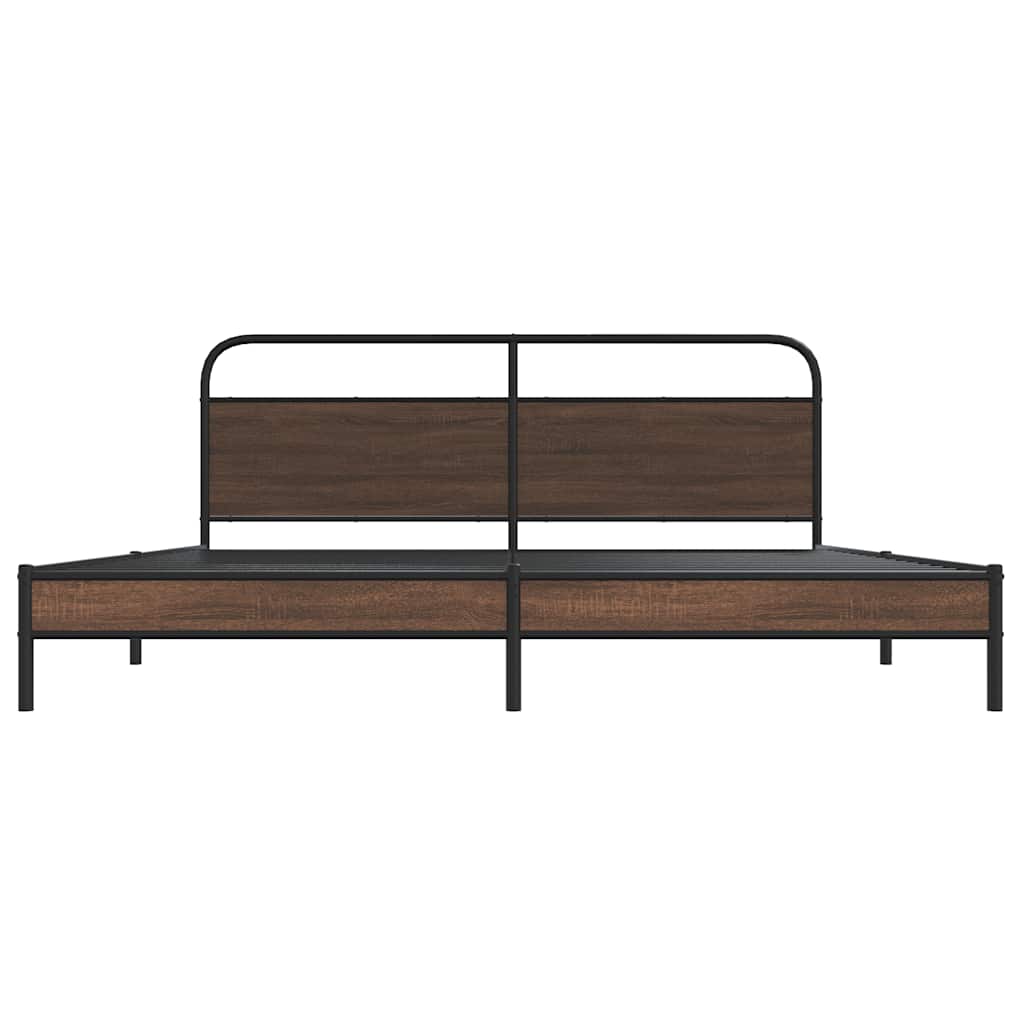 Cadre de lit en métal sans matelas chêne marron 200x200 cm - XIOS