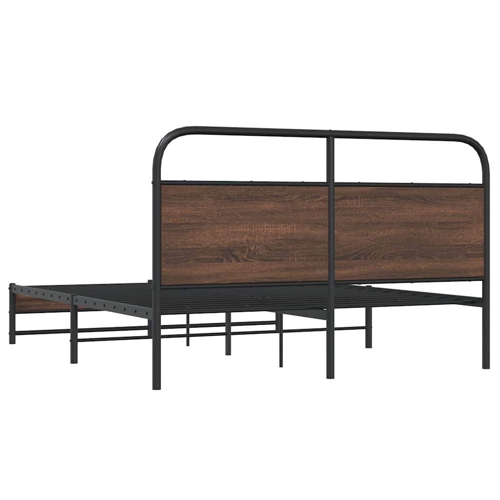 Cadre de lit en métal sans matelas chêne marron 160x200 cm - XIOS