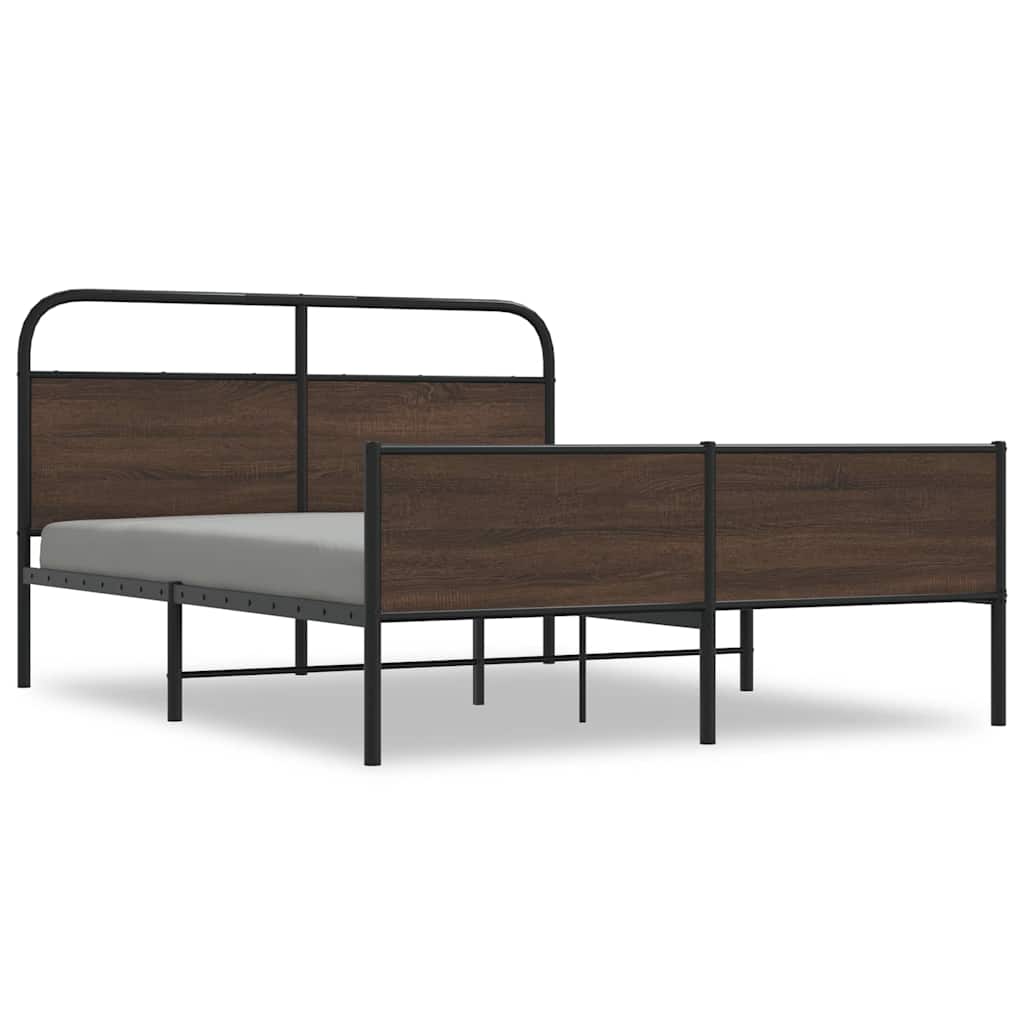 Cadre de lit en métal sans matelas chêne marron 160x200 cm - XIOS