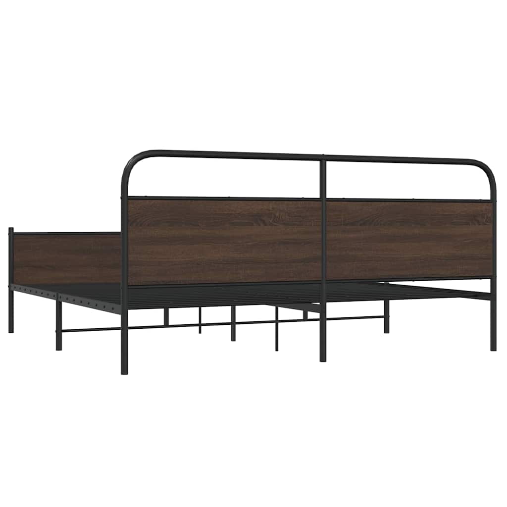 Cadre de lit en métal sans matelas chêne marron 183x213 cm - XIOS
