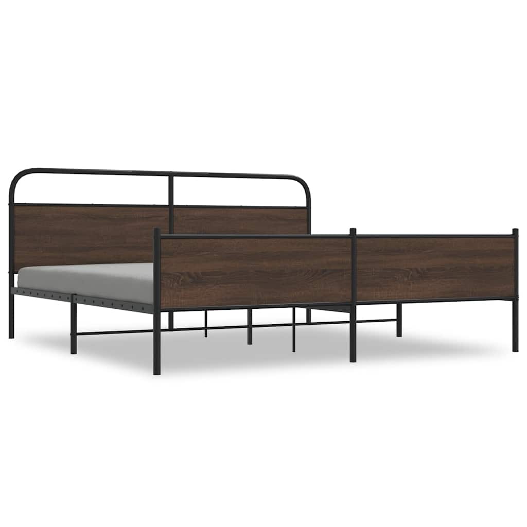 Cadre de lit en métal sans matelas chêne marron 200x200 cm - XIOS