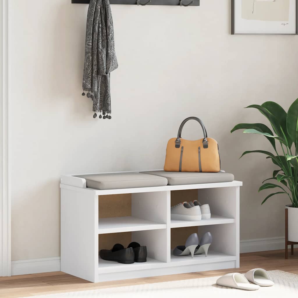 Banc de couloir SANDNES blanc 87x40x50 cm bois de pin massif - XIOS