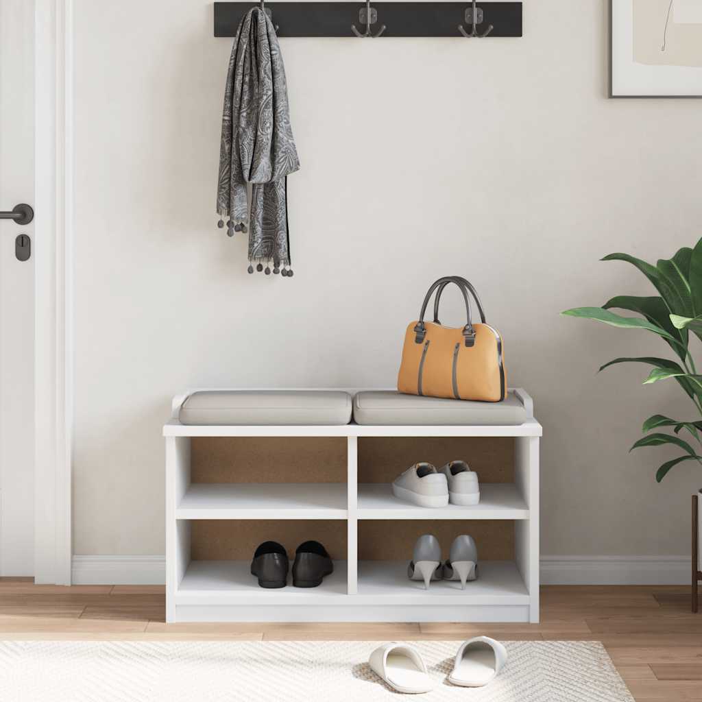 Banc de couloir SANDNES blanc 87x40x50 cm bois de pin massif - XIOS