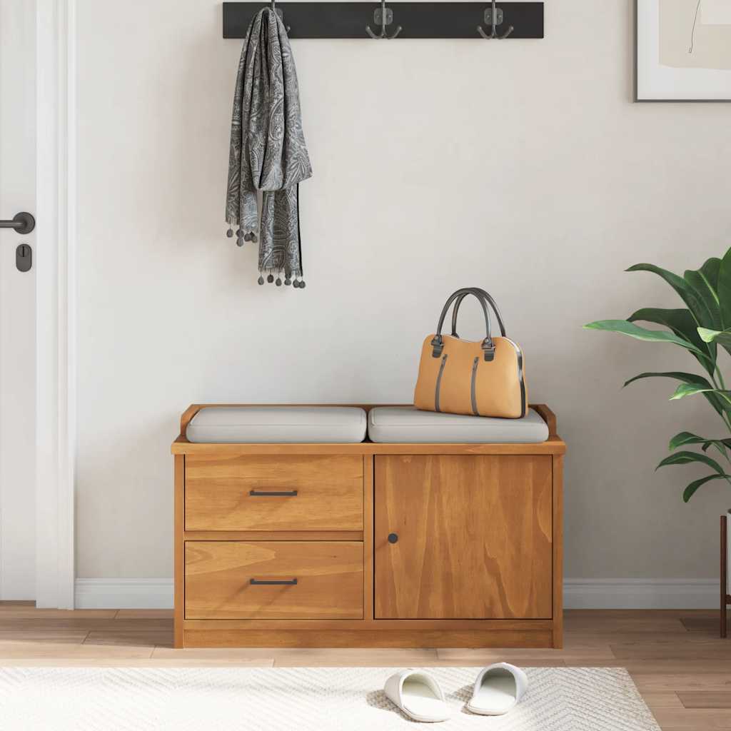 Banc de couloir SANDNES 87x40x50 cm bois de pin massif - XIOS