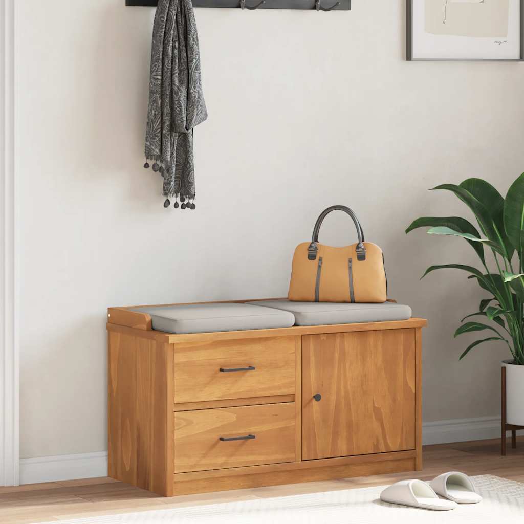 Banc de couloir SANDNES 87x40x50 cm bois de pin massif - XIOS