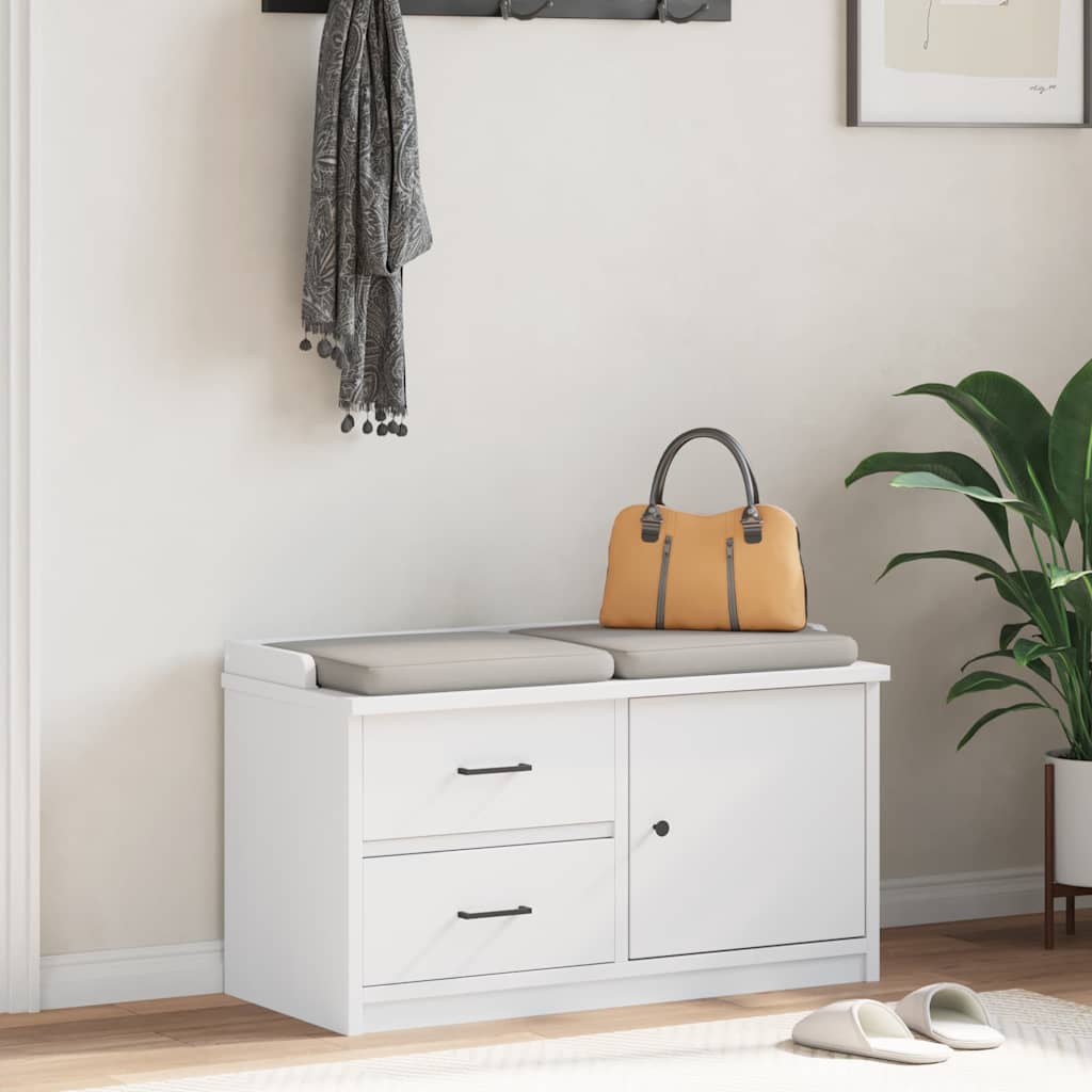 Banc de couloir SANDNES blanc 87x40x50 cm bois de pin massif - XIOS