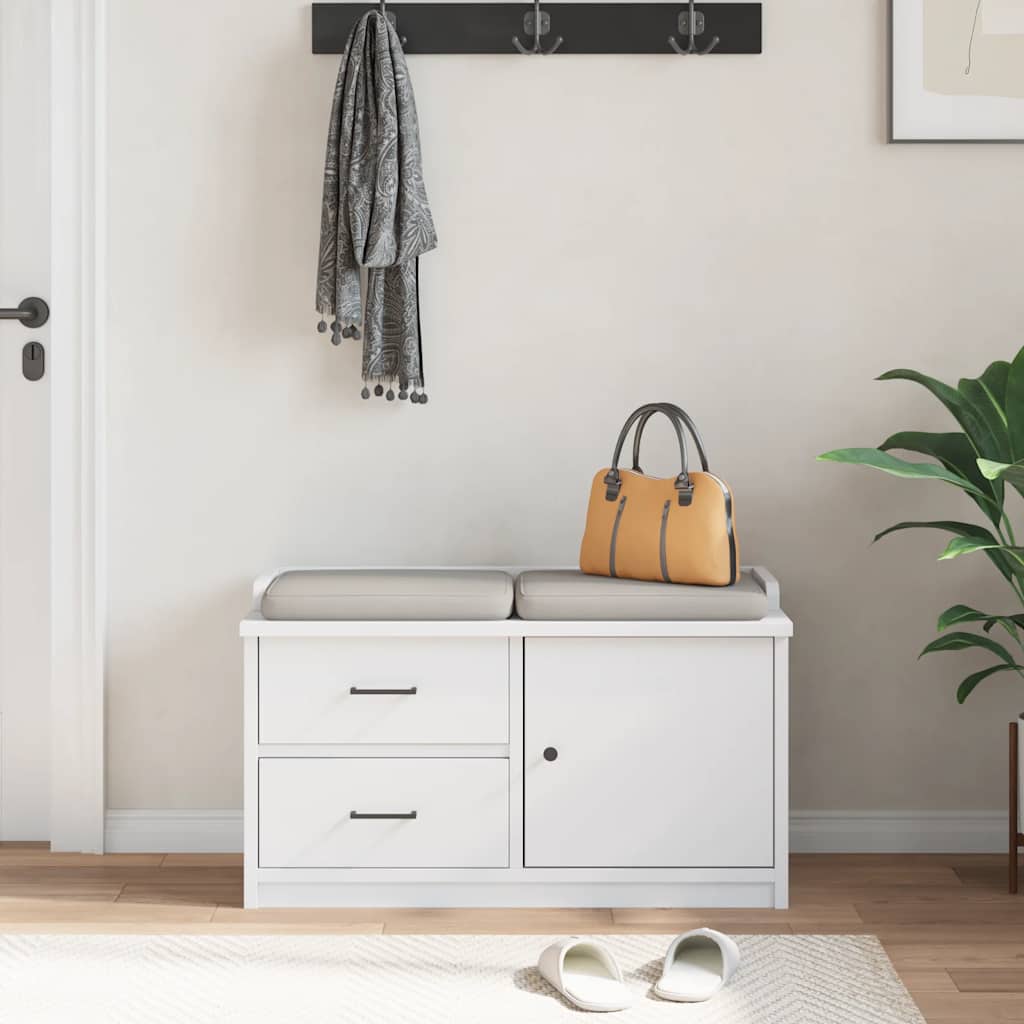 Banc de couloir SANDNES blanc 87x40x50 cm bois de pin massif - XIOS