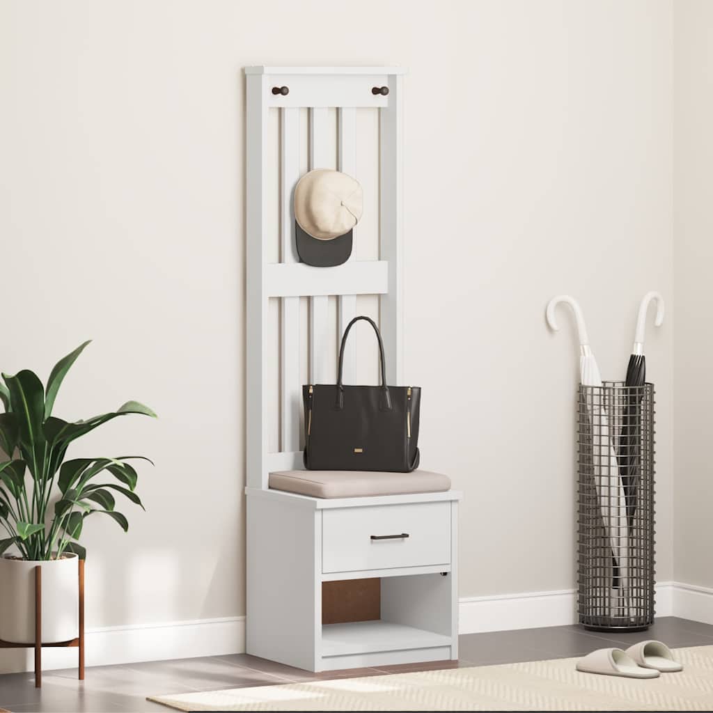 Portemanteau SANDNES blanc 45x40x159,5 cm bois massif pin - XIOS